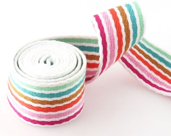 Striped Rainbow Webbing Pastel Stripe Bag Strapping 38mm Heavy Duty Webbing Woven Tape Perfect for Tote Bag Handles Purse Strap By the yard