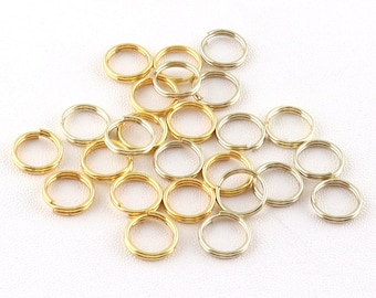 Split Rings Gold/Light gold Jump Ring 9mm Small Key Ring Double Snap Ring High Strength Metal Circle Loop Connector Ring-50/100pcs