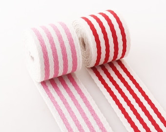 38mm Webbing Strap Pink/Red Striped Soft Webbing 1.5" Polyester Webbing Upholstery Webbing For Bag Handles Leash Webbing Dog Collar