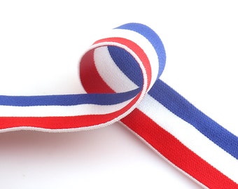 Elastyczna taśma elastyczna o szerokości 38 mm, dąb, niebieski, biały, czerwony, elastyczna taśma do paska, dodatki odzieżowe cięte na wymiar