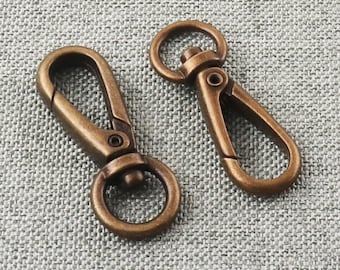 Swivel Lobster Clasp Antique bronze 1/2" Lobster Claw Clasp Lanyard Snap Hook Metal Swivel Clips Key Chain Ring Jewelry Making-10pcs