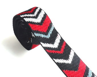 Correa de Jacquard, correa de rayas, cinta negra de 1 1/2 ", correa de algodón pesado, correa para llaveros, correa para bolso, correa para asa, cinturón cortado a medida