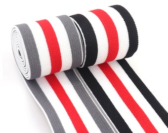 Elastic Webbing 38mm Elastic Band Gray/Black Striped Elastic 1 1/2" Webbing Waistband Stretchy Tape Clothing Accessories By The Yard