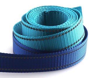 Reflective Webbing Tape Blue/Sky blue 25mm Reflective Ribbon With Reflective Stitching For Dog Collar Leash Bag Cloth Sewing Decorative