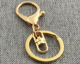 Lobster Snap Clasp Shiny Gold Large Keychain 67mm Flat Key Ring With Lobster Swivel Clasps Base Key Chain Key Ring Key Fob Supplies-2/6pcs
