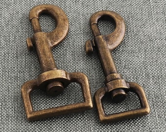 Antike Bronze Swivel-Trigger-Verschluss 19 / 27mm Hundeleinen Verschluss Snap Clip Haken Push Gate Metall-Karabiner-Verschluss Heavy Duty High Quality - 2 Stück