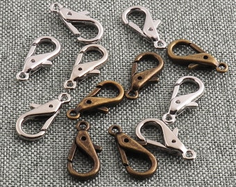 Lobster Clasp 2mm Silver/Antique bronze Lobster Claw Trigger Clasp End Connectors Bulk Necklace Clasp For Jewelry Making-6/30pcs