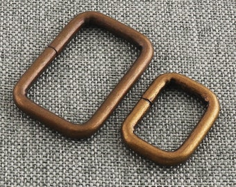 長方形バックル アンティーク真鍮長方形リング 高品質スライドバックル 20/33 mm ストラップアジャスタースライダー 非溶接バッグフックリング 6個