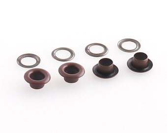 Grommets Metal Eyelets 5mm Inner With Washer Coffee Color Antique Brass Grommet For Bead Cores Shoes Making Leather Craft-30sets