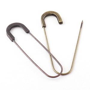 Extra Large (80mm) Antique Brass/Copper Safety Pins Kilt Pins Brooch For Beading Basic Vintage Pins Horse Blanket Pins-6pcs