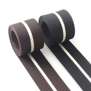 Heavy Duty Nylon Webbing Stripe Brown Coffee Black 1 1/4&quot; 32mm Nylon Ribbon For Belt Bag Purse Strap Key Fob Garment Sold by the yard