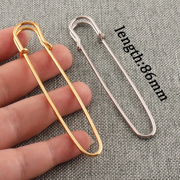 Large Safety Pins Strong Blanket Pins 86mm Sharp Jumbo Pins Gold&Silver Kilt Needle Brooch For Sewing Stitch Maker Knitted Fabric-6pcs