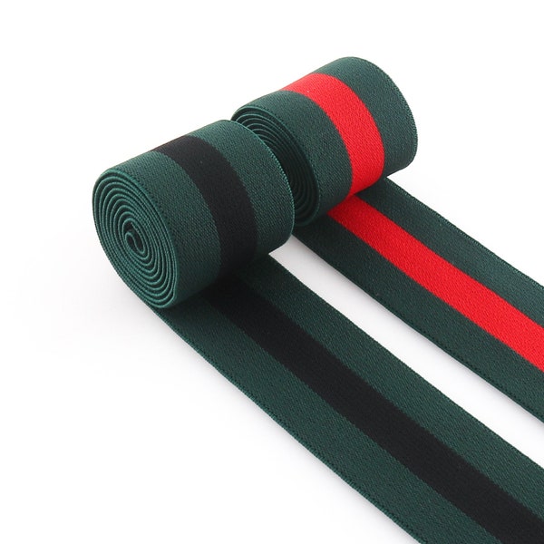 Stripes Elastic Ribbon 3 yards Green&Red 1 1/2 Inch Elastic Band Garment Elastic Webbing For Clothing Sewing Trim Hair Ties Making