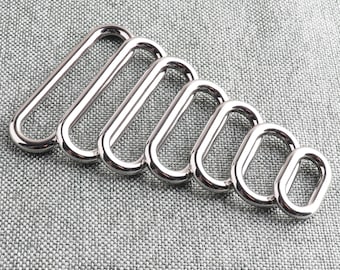 Oval Link Silver Connector Ring 16-50mm Rectangle Slide Buckle Rectangle Oval Rings Purse Loop Webbing Oval O Ring Belt Buckle Ring-6pcs