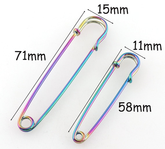 Rainbow Safety Pins Large Sewing Pins for Knitting and Crochet Stitch  Makers Metal Charms Safety Pins-8pcs 