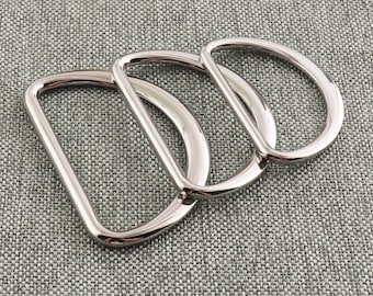 D ring Silver Solid Cast Multi-size 1.5"&2"Flat Metal D Ring Findings for Belt Buckle Bag Making Purse Strapping Handbag Hardware-10pcs