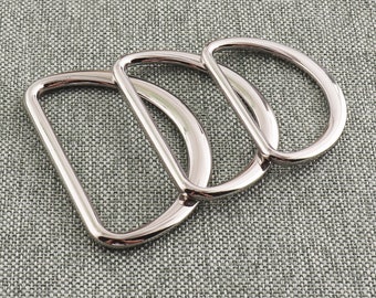 D ring Silver Solid Cast Multi-size 1.5"&2"Flat Metal D Ring Findings for Belt Buckle Bag Making Purse Strapping Handbag Hardware-10pcs