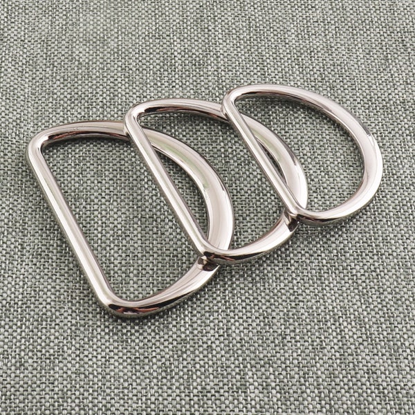 D ring Silver Solid Cast Multi-size 1.5"&2"Flat Metal D Ring Findings for Belt Buckle Bag Making Purse Strapping Handbag Hardware-10pcs