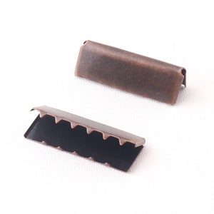 Ribbon End Crimps 1.5 Inch Antique Copper Rectangle Clamp Crimps Leather Cord End Caps Crimp Beads Crimp Ends with Loops-30pcs