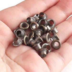 Brass Eyelets In Gray Round Small Grommets 4mm Eyelets For Sewing Clothing Leather Eyelets Belt Shoes Repair Grommets With Washers-30sets image 4