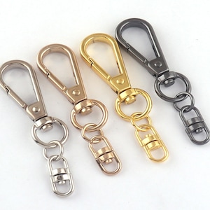 Silver/Pale gold/Gold/Gunmetal Key Chain 79mm Key Ring With Lobster Swivel Clasps Keychain Charm Bulk Swivel Snap Hook-10pcs