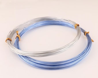 Alambre de aluminio blanco, línea de artesanía de metal azul claro para hacer joyas, calibre 18 (1,0 mm), 10-20-30-40 m