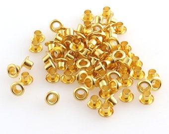 Mini Eyelets Gold 3mm Inner Metal Eyelets Grommets FOR Bead Cores Clothing Leather Crafts Paper Label Doll Sewing Craft Supply-50/500pcs