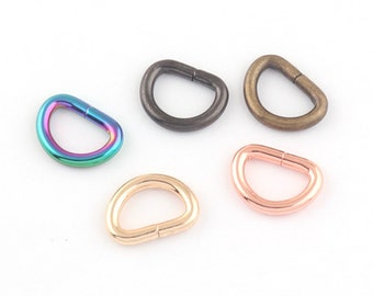 D-Ringe Blassgold/Roségold/Gunmetal/Bronze/Regenbogen 13 mm D-Schnalle, Taschenzubehör, Umhängetaschenbeschläge, Taschenherstellung, Metallringe, handgefertigte Taschen
