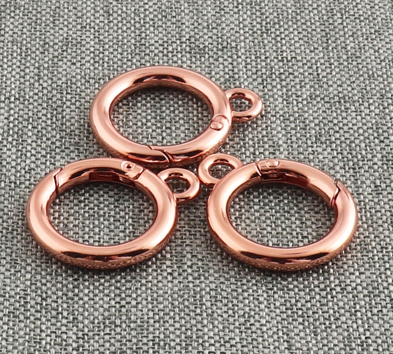 Spring Key Ring Buckle Spring Ring Clasp 1/2 Inch Spring Ring Buckle With Loop Rose Gold Metal ...