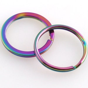 Split Ring Key Ring Rainbow Flat Split Ring 1 Inch Connectors Ring Colorful Key Chain Ring Chain Hook Key Fob Supplies-10pcs