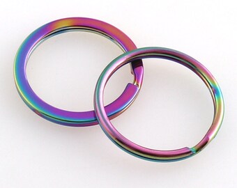 Split Ring Key Ring Rainbow Flat Split Ring 1 Inch Connectors Ring Colorful Key Chain Ring Chain Hook Key Fob Supplies-10pcs