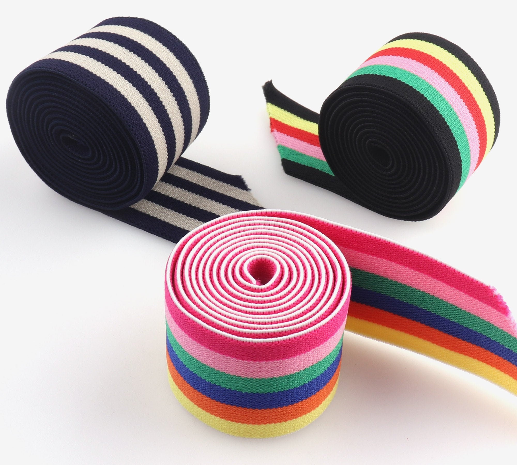 Colorful Stripe Elastic Band Wide Rainbow Elastic bing/high Etsy