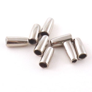 Metal Cord Grip Cap Toggle Silver 3mm Strap Adjusters Cord Stopper String Cap Bell Oval End Cap For Hoodie Shoelace Tips Tube Clasp-10pcs