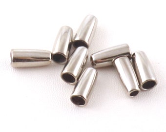 Metal Cord Grip Cap Toggle Silver 3mm Strap Adjusters Cord Stopper String Cap Bell Oval End Cap For Hoodie Shoelace Tips Tube Clasp-10pcs
