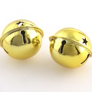 Jingle Bell Star Gold Jingle Bells 40mm Large Jingle Bell Bell Charms FOR Traditional Christmas Tree Ornament Cat Pet Collar Pendants-6pcs