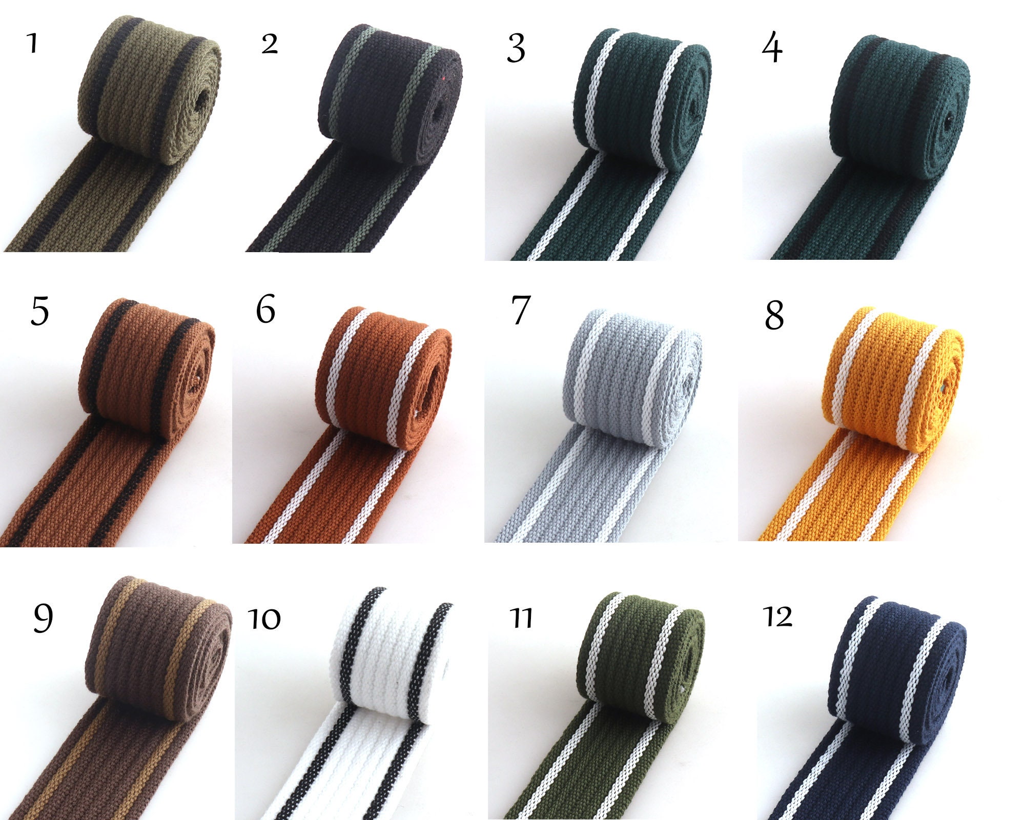 Stripes Ribbon Cotton Stripes Webbing, 1.5 Inch 38mm Woven Tape Bag Strap  Webbing for Belt/backpack/pet Leash Making 