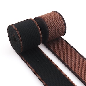 Webbing Brown Coffee Strong Webbing Woven Stripes Cotton Ribbon For Belt Bag Purse Strap Key Fob Sewing 1 1/2 Inch By the yard