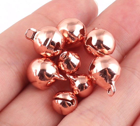 100pcs 10mm Charms Jingle Bells Rose Gold Bells Make Clear Sound 10mm Small  Jingle Bells Christmas Bells 