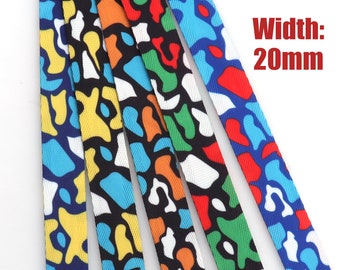 Nylon Webbing 3/4 Inch Colorful Webbing Woven Ribbon Camouflage Patterns Heavy Duty Webbing FOR Purse Strap Lanyard Dog Leashes By the yard