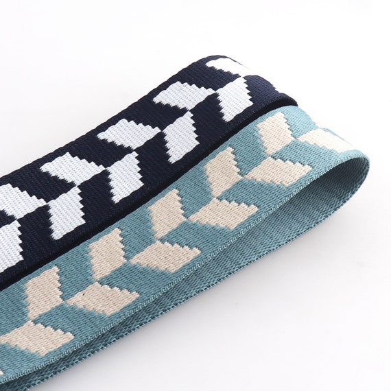 Geometric Webbing: Navy & Light Blue Geometric Webbing: Navy & Light Blue