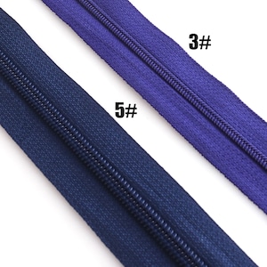 Nylon Zipper Coil with Puller Navy Blue Zipper Tape #5 Royal Blue Zipper Tape #3 By The Yard Zipper Fastener Slider Purse Making Hardware