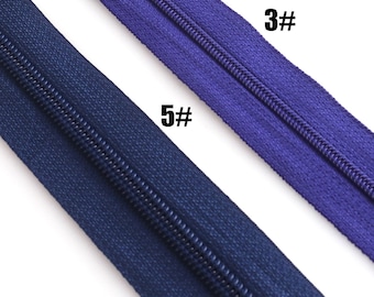 Nylon Zipper Coil with Puller Navy Blue Zipper Tape #5 Royal Blue Zipper Tape #3 By The Yard Zipper Fastener Slider Purse Making Hardware