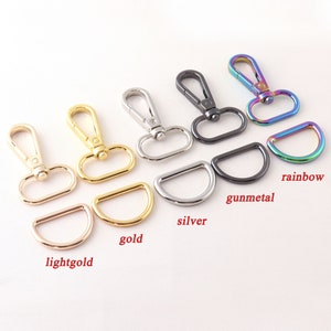 Swivel Clasp With D Ring Set Rainbow 1 Inch Inner Alloy Lobster Clasp Swivel Trigger Snap Hooks Landyard Clip Purse Bag Hardware