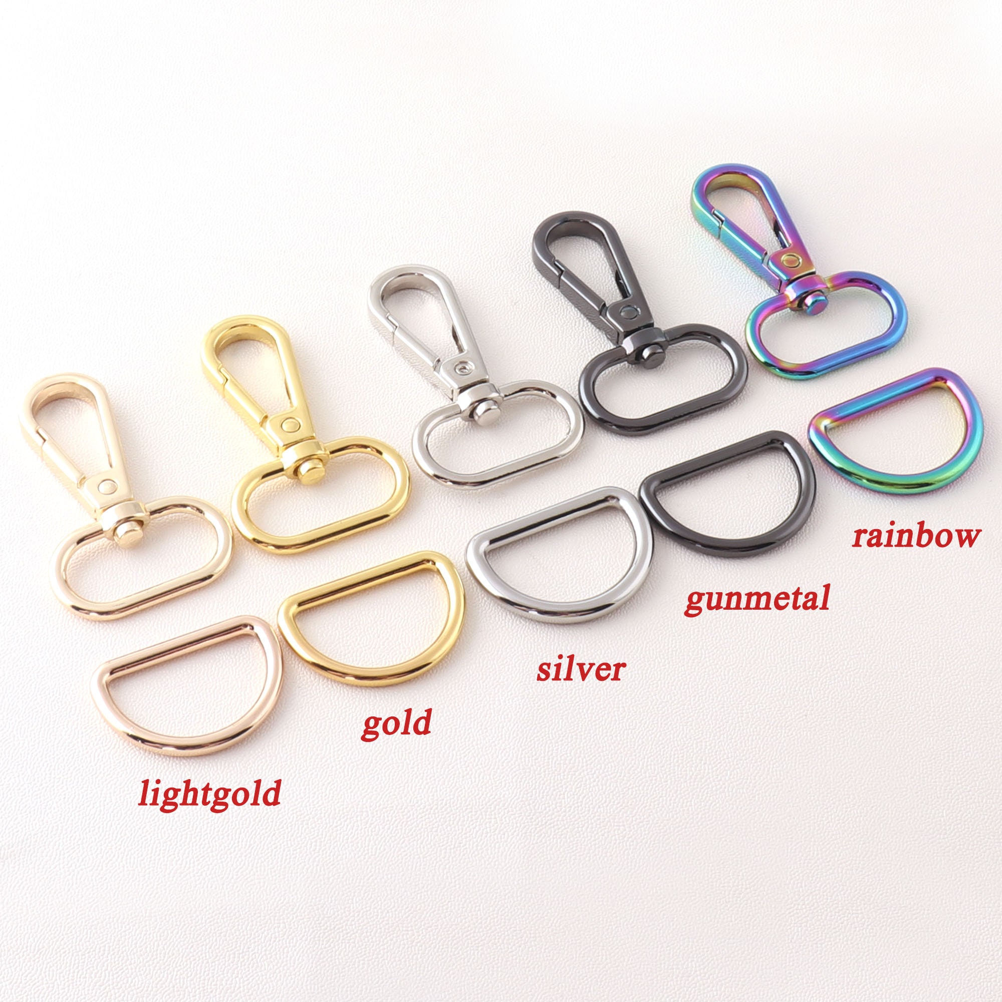 Swivel Clasp With D Ring Set Rainbow 1 Inch Inner Alloy Lobster
