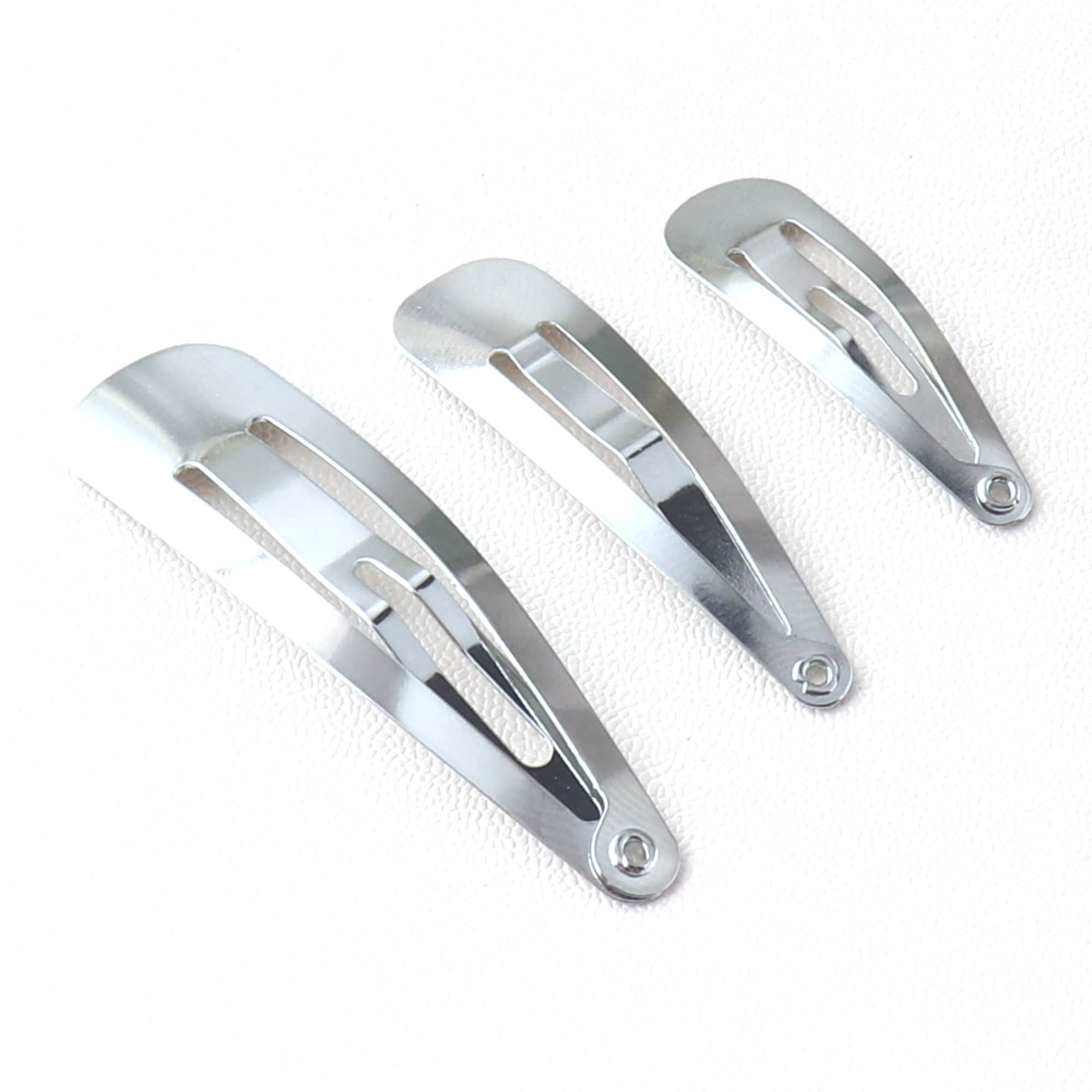 Snap Clips Silver Snap Hair Clips Mini Tear Drop Clips 31/39/49mm