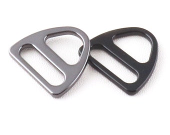 Triangular Double D Ring 20mm Triangle Ring 6pcs Slider Strap Buckle Slot and Hole Loop Triangle Slide Purse Handbag Hardware-Gunmetal/Black
