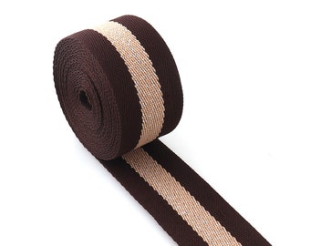 Stripe Webbing Coffee Color Soft Webbing 1.5" High Quality Webbing Purse Strap Bag Straps for Lanyard Bag Crossbody Leash Belt Supplies