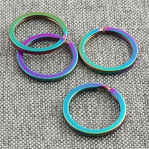 Split Ring 1 Inch Rainbow Flat Split Key Ring Key Chain Connector Ring Double Loop Keychain Clasp Round Jump Ring Key Fob Supplies-2/10pcs