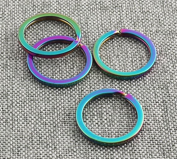 2-Pack Stainless Steel Metal Flat Key Rings Keyring Keychain Split Ring  Hoop US