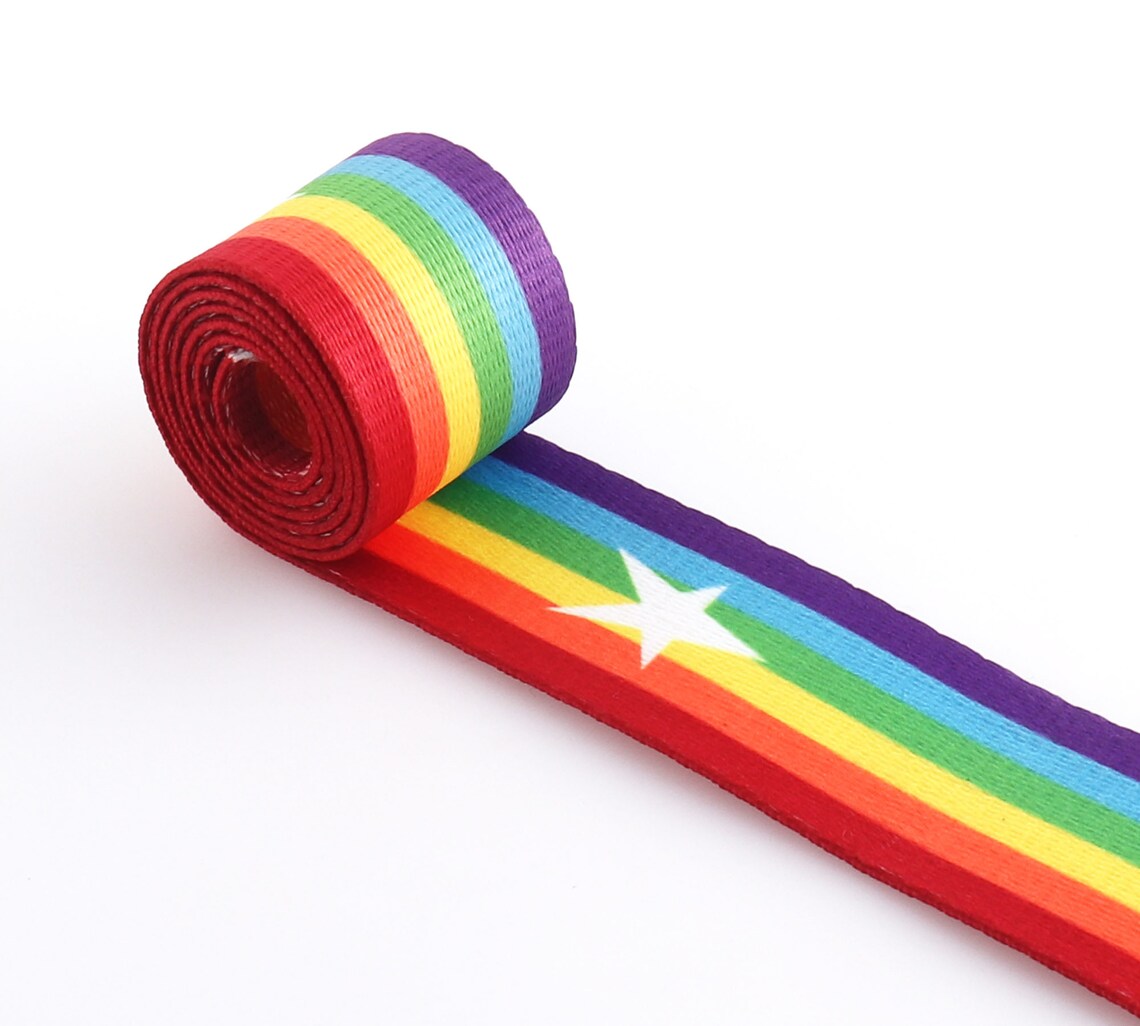 Ribbon Rainbow Stripe bing With Star 1 1/2 Inch Soft Cotton Etsy